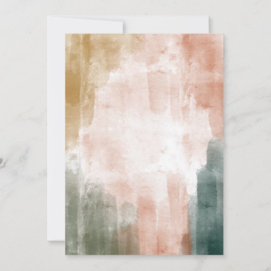 モダン抽象芸術水彩ブラシストロ結婚ーク 招待状 (裏面)