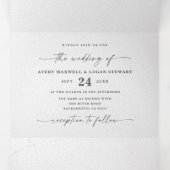 モダン抽象芸術水彩ライトパープル結婚ズ 三つ折り招待状 (内部中)