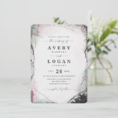 モダン抽象芸術水彩ライトパープル結婚ズ 招待状 (スタンド正面)