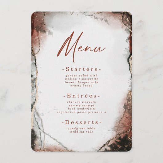 モダン抽象芸術水彩燃えたオレンジ結婚色 メニュー (正面)