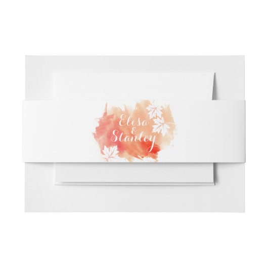 モダン抽象芸術水彩珊瑚桃結婚桃 招待状ベリーバンド (正面例)