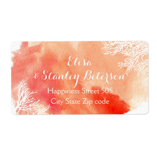 モダン抽象芸術水彩珊瑚礁結婚群 ラベル (正面)