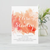 モダン抽象芸術水彩珊瑚礁結婚群 招待状 (スタンド正面)