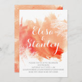 モダン抽象芸術水彩珊瑚礁結婚群 招待状 (正面/裏面)