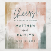 モダン抽象芸術水彩秋の結婚式応援 ワインラベル (シングルラベル)