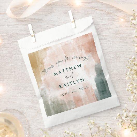 モダン抽象芸術水彩秋の結婚式有難う フェイバーバッグ (クリップ留めされた状態)