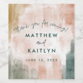 モダン抽象芸術水彩秋の結婚式有難う ワインラベル (シングルラベル)