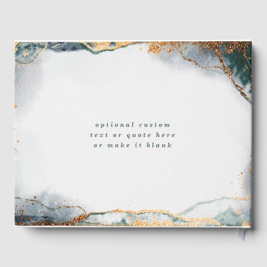 モダン抽象芸術水彩緑と金ゴールド結婚ズ ゲストブック (裏面)