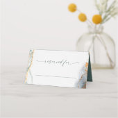 モダン抽象芸術水彩緑と金ゴールド結婚ズ プレイスカード (正面)