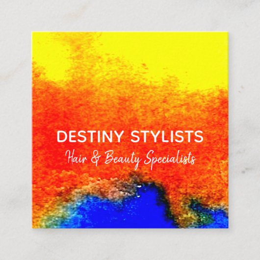 モダン抽象芸術水彩花仲人 スクエア名刺 (正面)