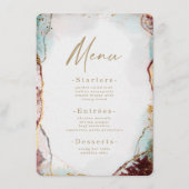 モダン抽象芸術水彩赤と金ゴールド結婚ズ メニュー (正面)