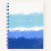 モダン抽象芸術水彩青レシピ料理本 ノートブック (正面)