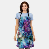 モダン抽象芸術水彩青白絞り染め エプロン (着用した状態)