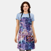 モダン抽象芸術水彩青赤白絞り染め エプロン (着用した状態)