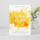 モダン抽象芸術水彩黄色い誕生日パーティー 招待状 (スタンド正面)