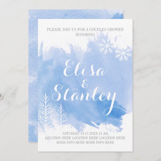 モダン抽象芸術水色の青いカップルがシャワーを浴びる 招待状 (正面/裏面)