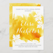 モダン抽象芸術水色イエローブライダルシャワー 招待状 (正面/裏面)