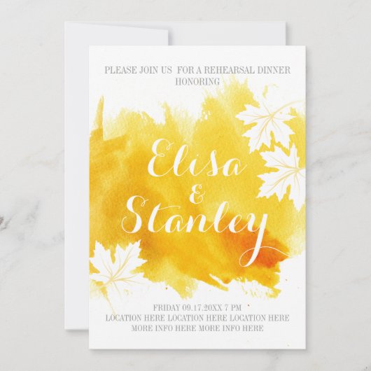 モダン抽象芸術水色イエローリハーサル夕食会 招待状 (正面)
