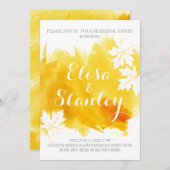 モダン抽象芸術水色イエローリハーサル夕食会 招待状 (正面/裏面)