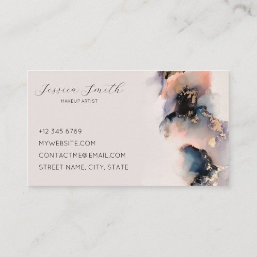 モダン抽象芸術水色インク名刺 名刺 (裏面)