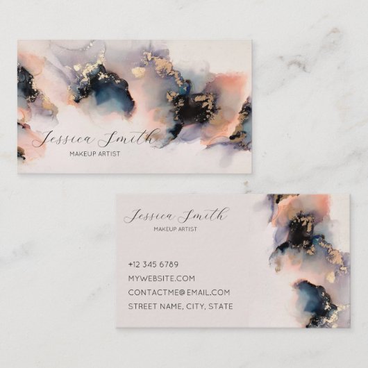 モダン抽象芸術水色インク名刺 名刺 (正面/裏面)