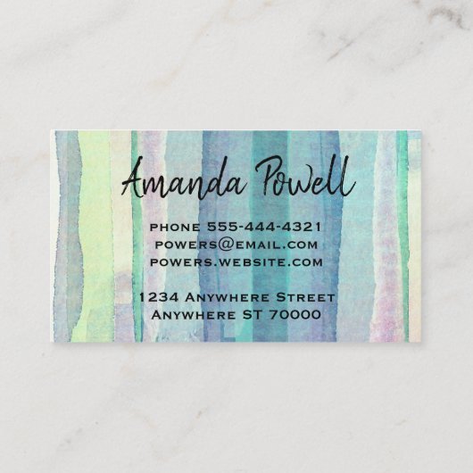 モダン抽象芸術水色カラフルカスタム 名刺 (裏面)