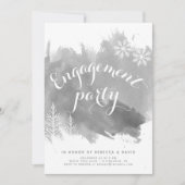 モダン抽象芸術水色グレー婚約パーティ 招待状 (正面)