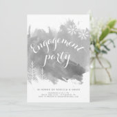 モダン抽象芸術水色グレー婚約パーティ 招待状 (スタンド正面)