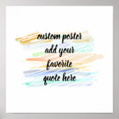 モダン抽象芸術水色デザインを追加引用文 ポスター (正面)