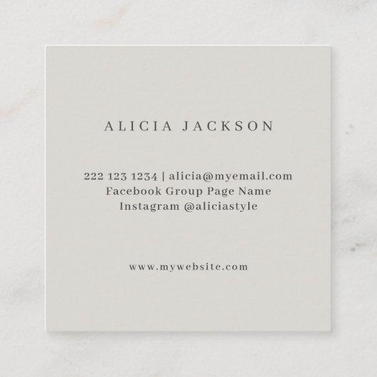 モダン抽象芸術水色パーソナルスタイリスト スクエア名刺 (裏面)