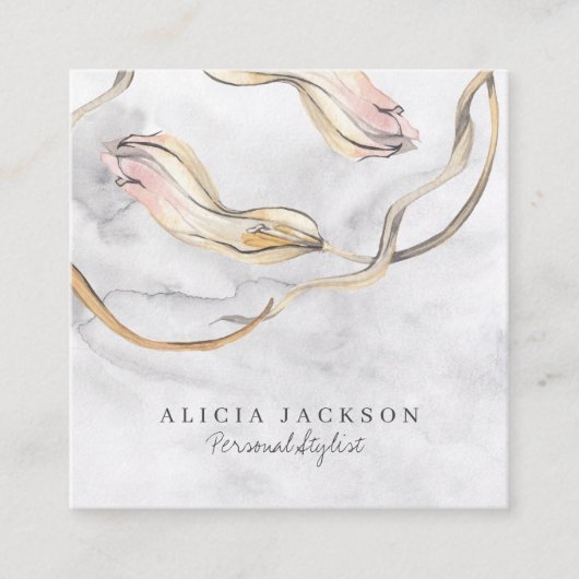 モダン抽象芸術水色パーソナルスタイリスト スクエア名刺 (正面)