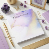 モダン抽象芸術水色パープル金ゴールド名スクリプト ノートパッド