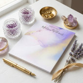 モダン抽象芸術水色パープル金ゴールド名スクリプト ノートパッド