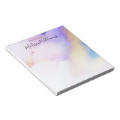 モダン抽象芸術水色パープル金ゴールド名スクリプト ノートパッド (アングル)