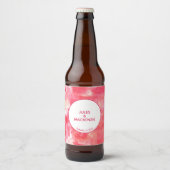 モダン抽象芸術水色ピンク結婚ズ ビールラベル (正面)