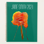 モダン抽象芸術水色フラワーフローラカラフル プランナー手帳 (正面)