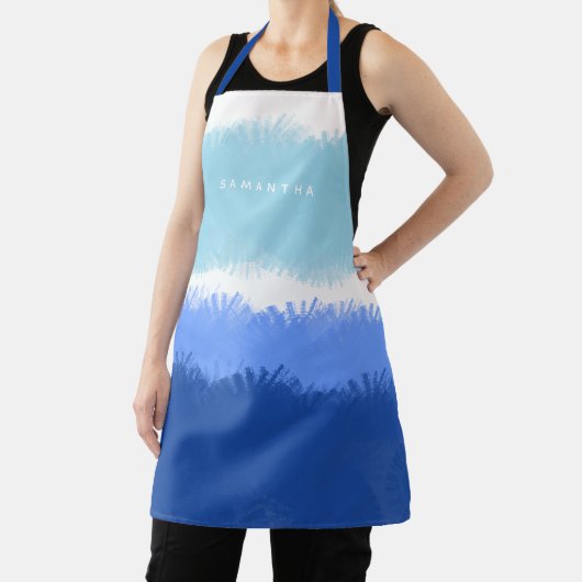 モダン抽象芸術水色ブルートーン名前をカスタムする エプロン (インサイチュ)