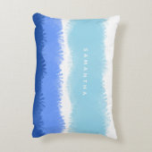 モダン抽象芸術水色ブルートーン アクセントクッション (裏面(縦))