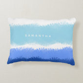 モダン抽象芸術水色ブルートーン アクセントクッション (裏面)