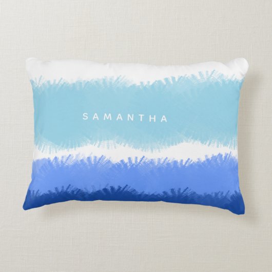 モダン抽象芸術水色ブルートーン アクセントクッション (裏面)