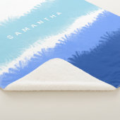 モダン抽象芸術水色ブルートーン シェルパブランケット (3/4)