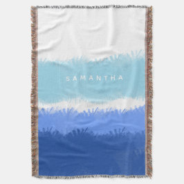 モダン抽象芸術水色ブルートーン スローブランケット