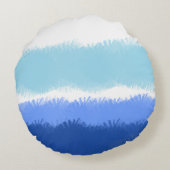モダン抽象芸術水色ブルートーン ラウンドクッション (裏面)