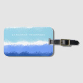 モダン抽象芸術水色ブルートーン ラゲッジタグ (正面横)