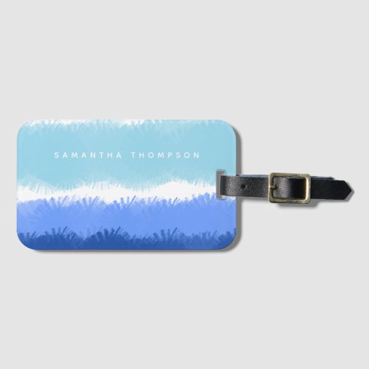 モダン抽象芸術水色ブルートーン ラゲッジタグ (正面横)