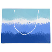 モダン抽象芸術水色ブルートーン ラージペーパーバッグ (正面)