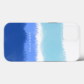 モダン抽象芸術水色ブルートーン Case-Mate iPhoneケース (裏面 (横))