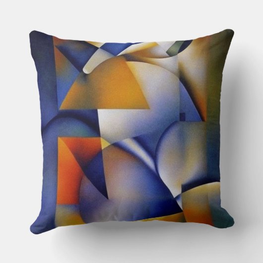 モダン抽象芸術水色ブルーピンク クッション (裏面)