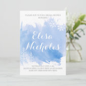 モダン抽象芸術水色ブルーブライダルシャワー 招待状 (スタンド正面)