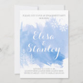 モダン抽象芸術水色ブルー婚約パーティ 招待状 (正面)
